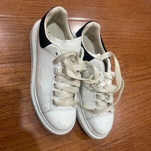 Alexander McQueen White and Black Leather Sneakers